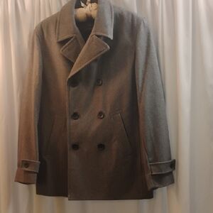 Gray Mens Medium Winter Pea Coat Claiborne Wool New No Tags